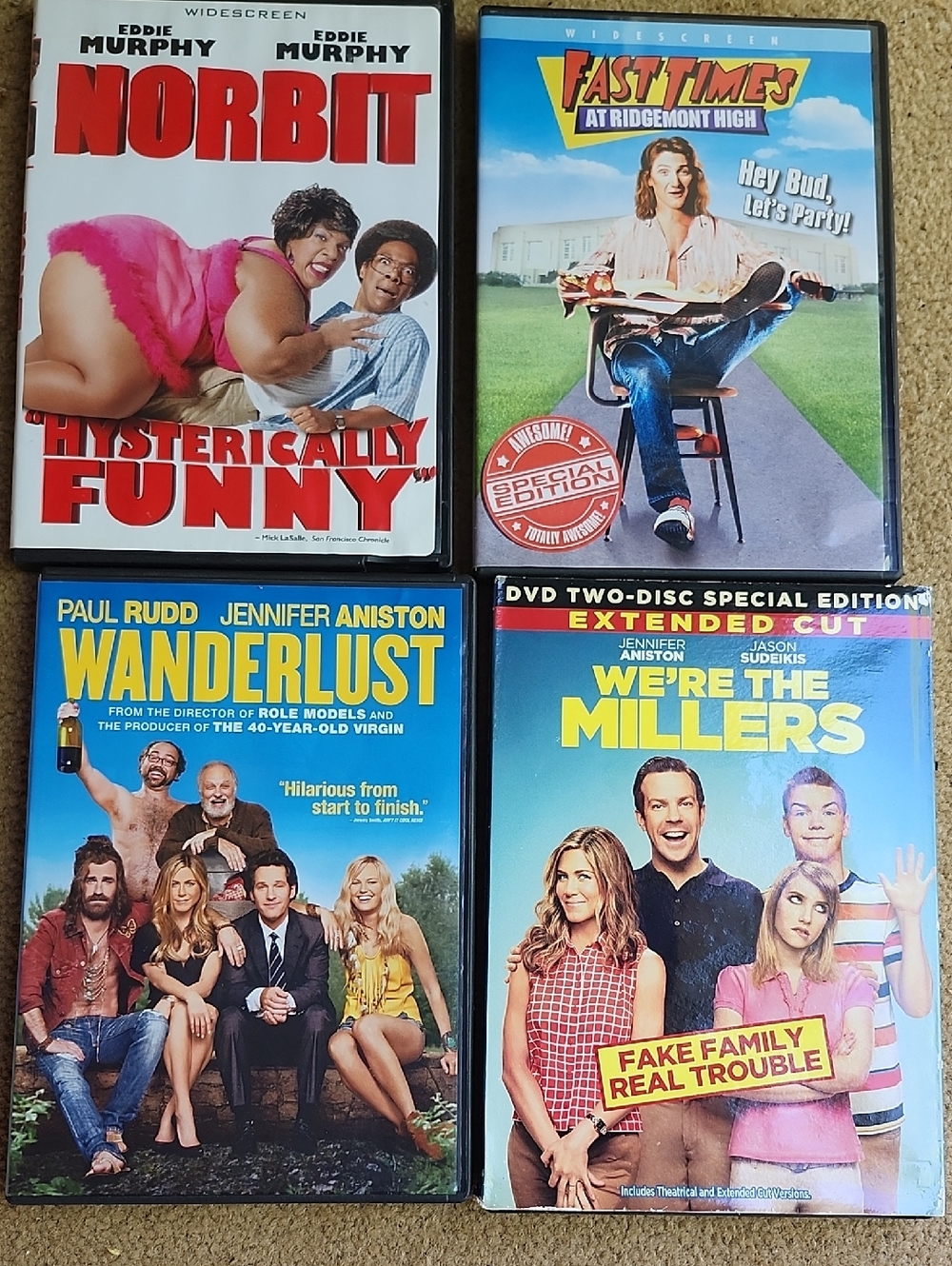 Lot of 4 Comedy DVDs – Norbit, Fast Times, Wanderlust, We're the Millers